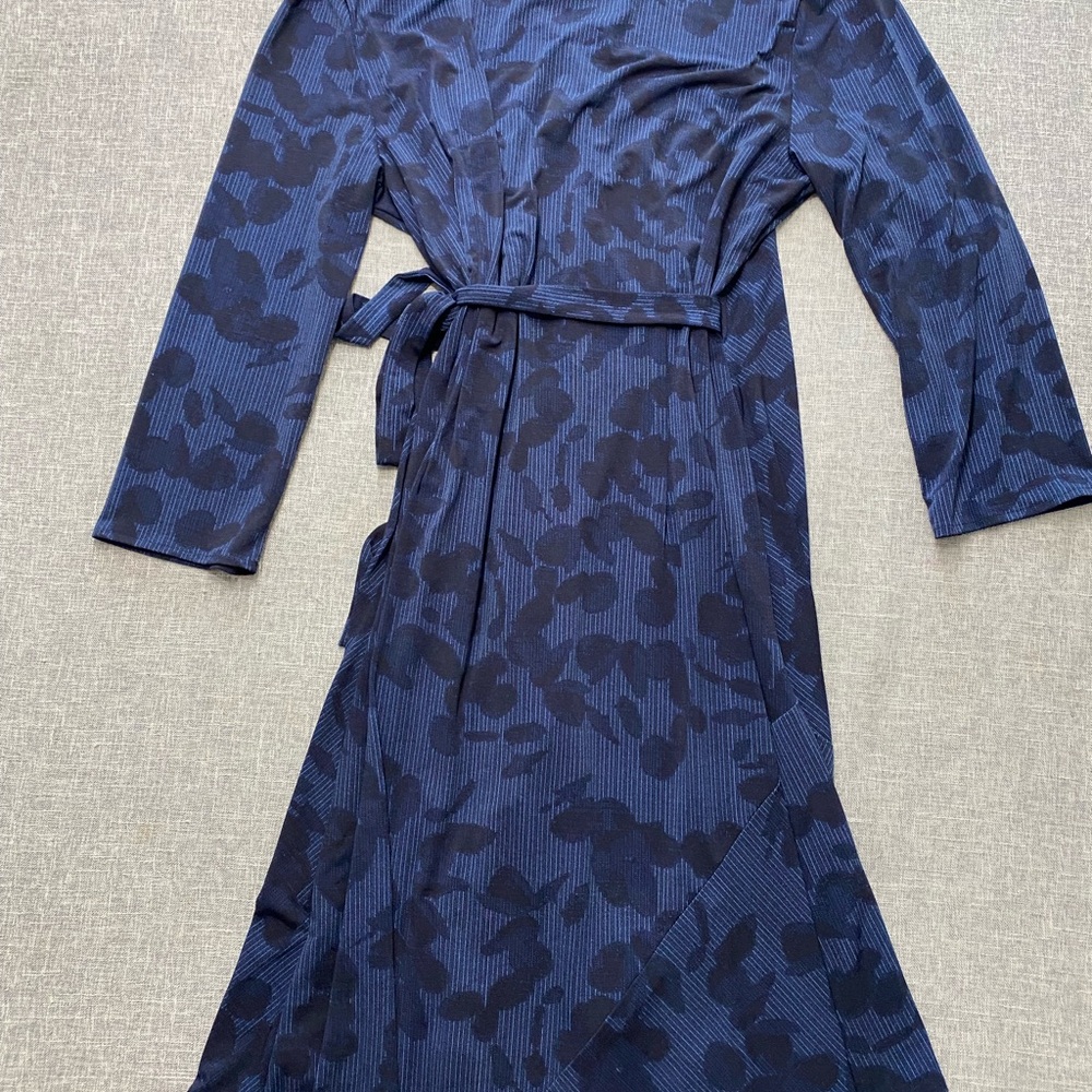 Halston Navy Blue Wrap Dress - Picture 2 of 6